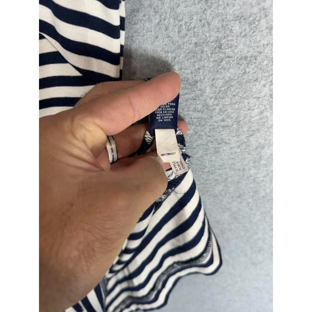 Chaps Dress Womens 6 Navy White Striped Sleeveless Stretch Sheath Classic Career